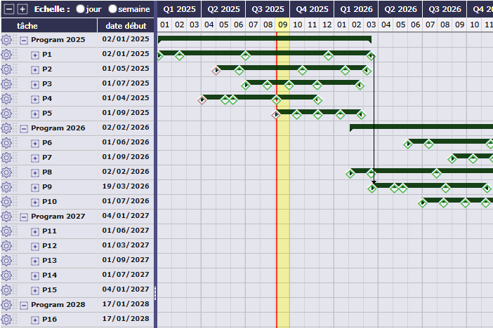 Planification de portefeuille et de programmes dans ProjeQtOr
