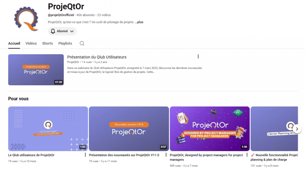 vidéos d'apprentissage de ProjeQtOr - Tutoriels