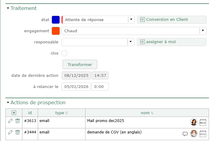 Suivi des prospects et des actions de prospection dans ProjeQtOr
