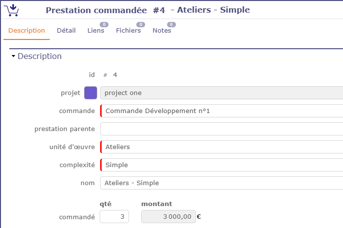 Gestion des prestations commandées par unité d’œuvre dans ProjeQtOr