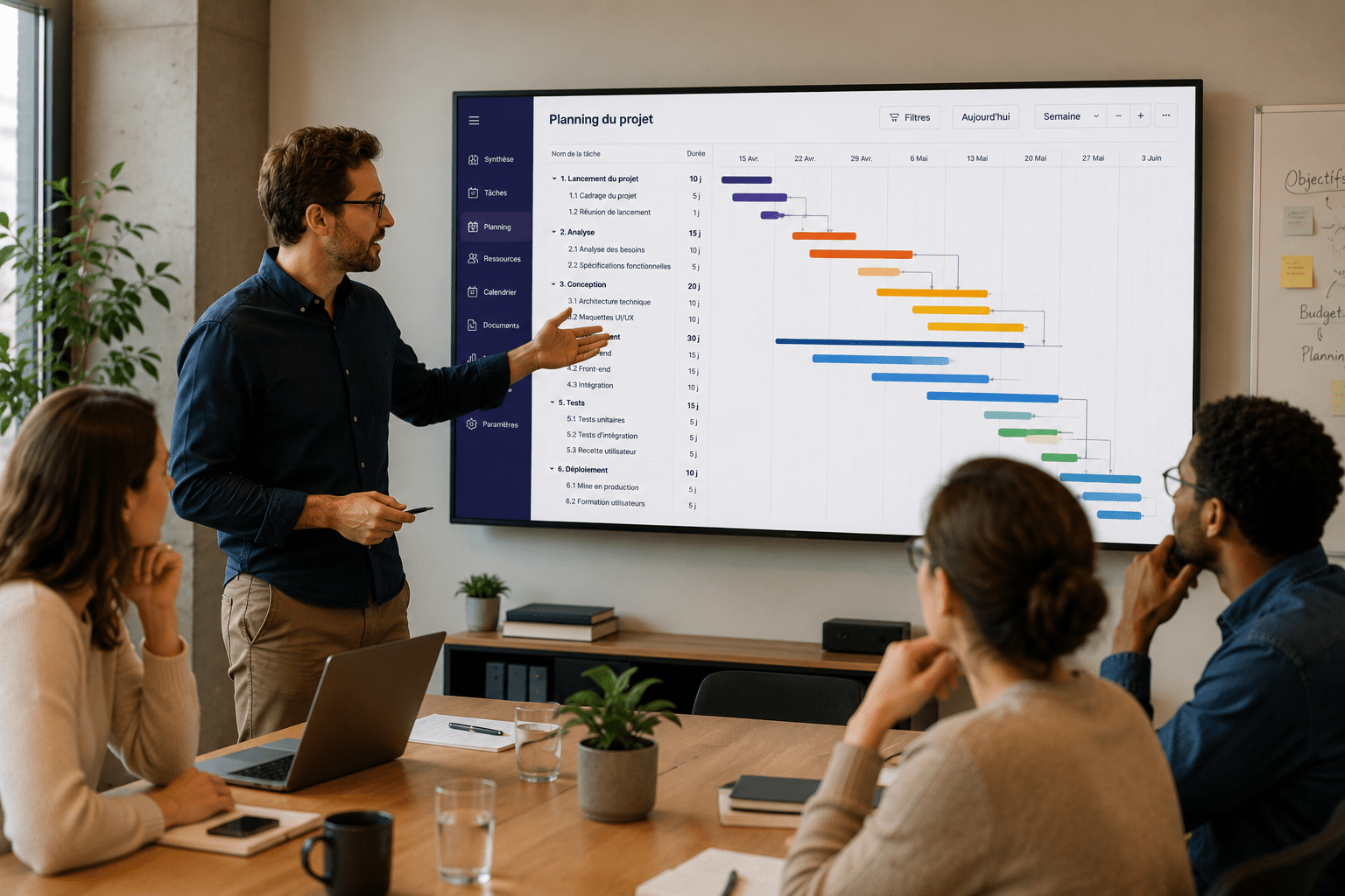 Planning Gantt utilisé dans un logiciel de gestion de projet